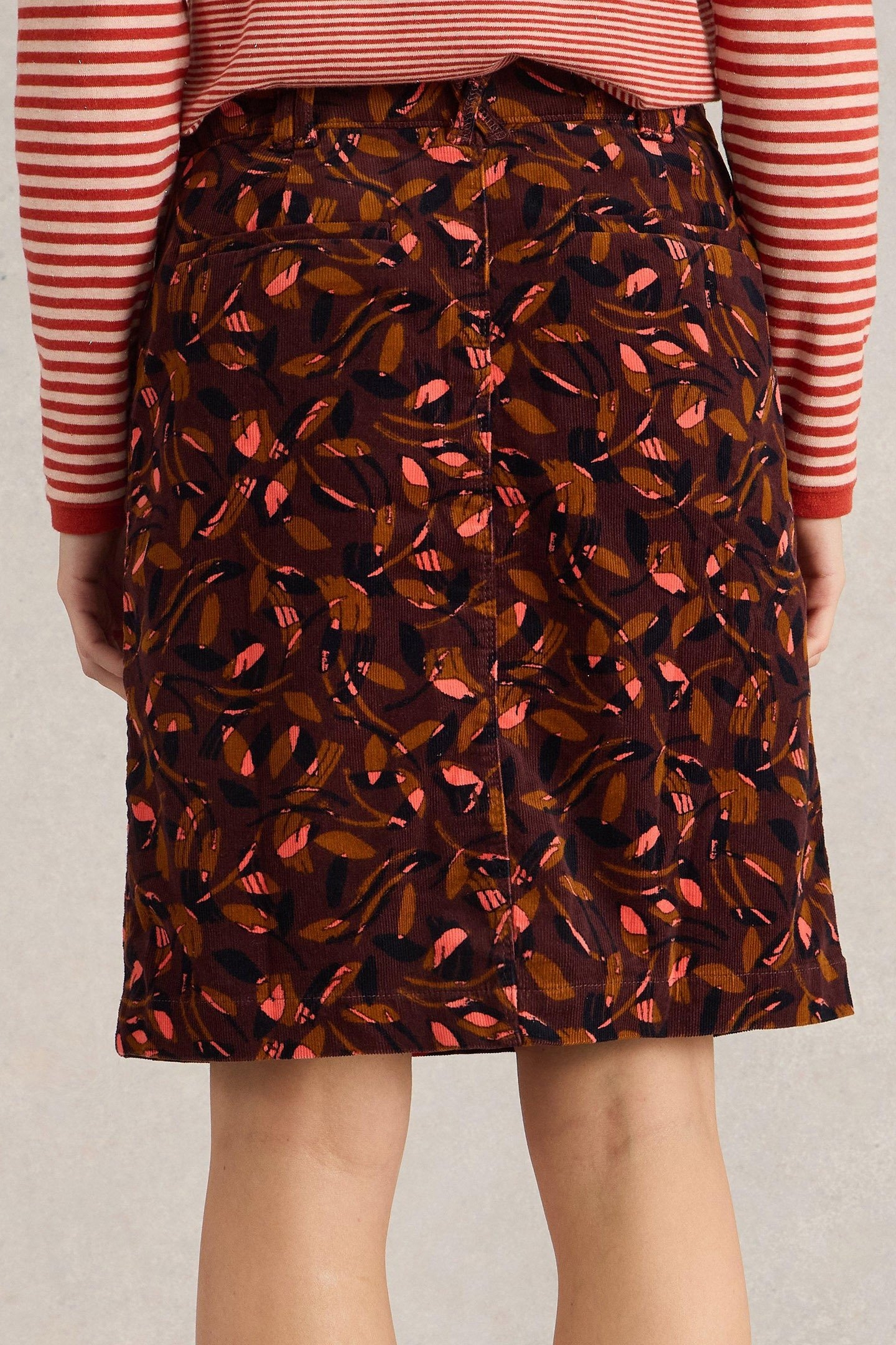 MELODY ORGANIC CORD SKIRT PLUM PRINT 2
