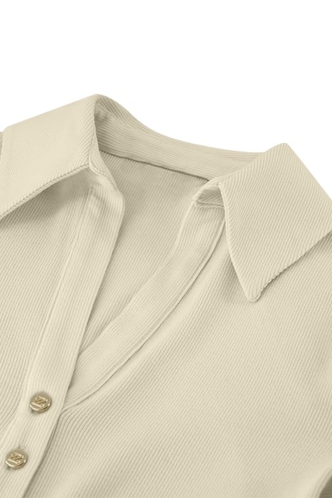 RIB BUTTON SHIRT VANILA 3