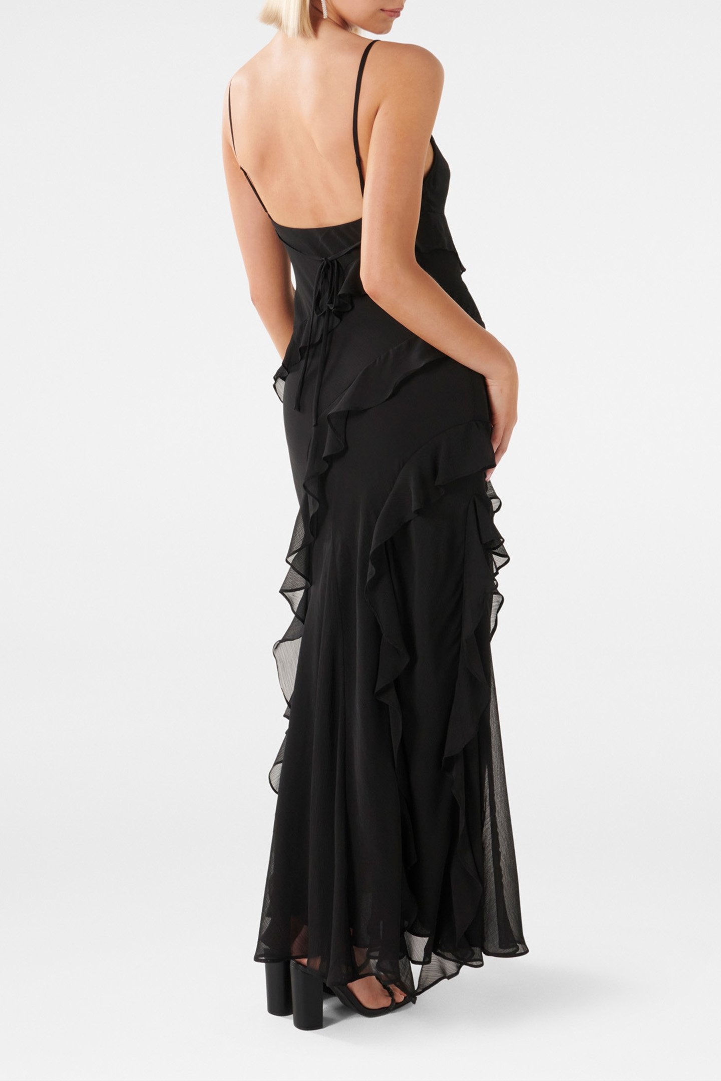 POPPY RUFFLE GOWN BLACK 2