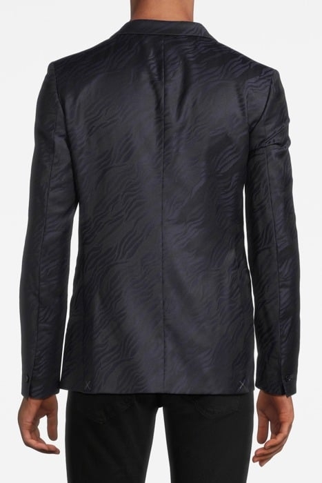 ONE BUTTON PEAK LAPEL JACKET BLACK/BLUE 2