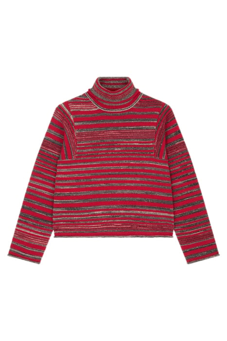 WOMENS KNITTED PULLOVER ROLL NECK RED 1