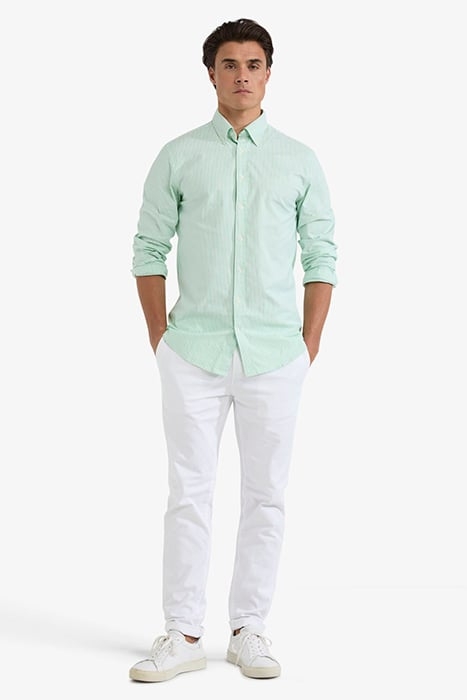 STRETCH OXFORD SHIRT SMALL STRIPE LIGHT GREEN 2