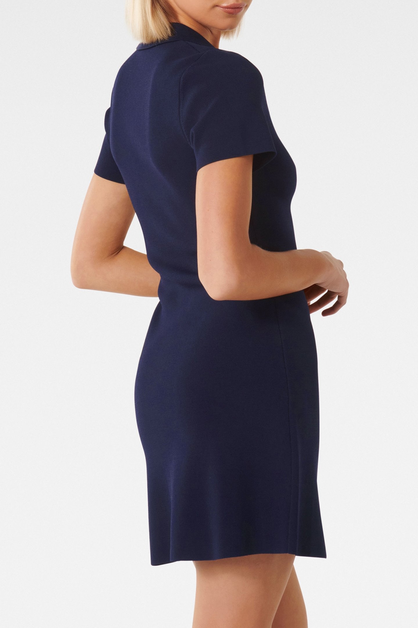 BETH ZIP CREPE KNITTED DRESS NAVY 2