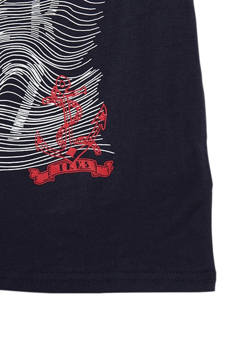 BOYS' NAVY ORGANIC COTTON T-SHIRT, RUBBER GRAPHIC LINES 4