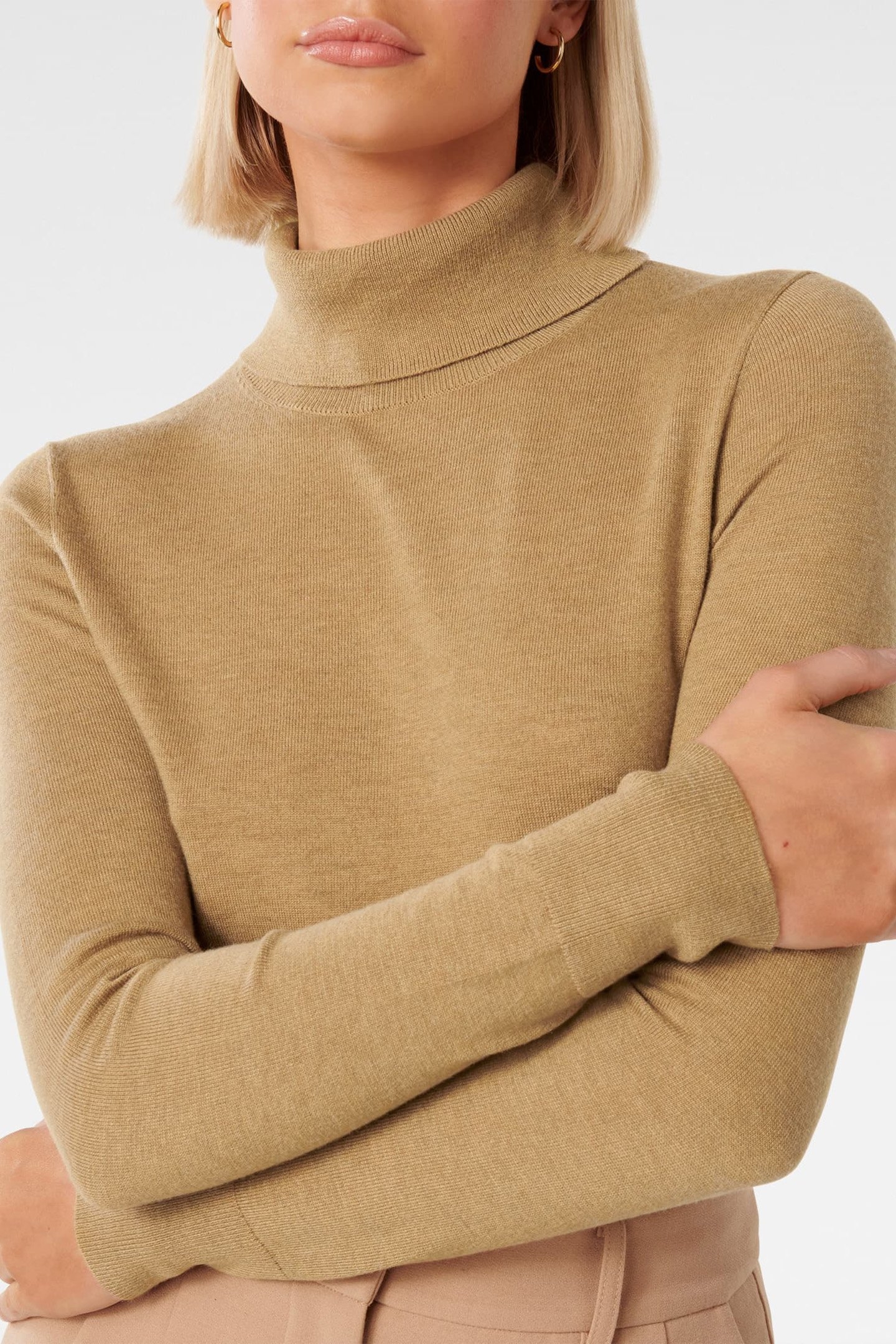 SARAH LAYERING ROLL NECK KNITTED JUMPER CAMEL 6