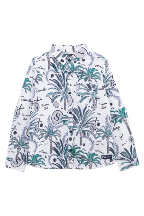 BOYS’ WHITE SHIRT WITH PALM TREE AND TENNIS RACKET PRINT 1