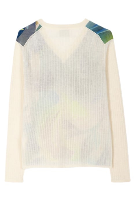 WOMENS KNITTED SWEATER V NECK-WVN FRNT LIME GREEN 5