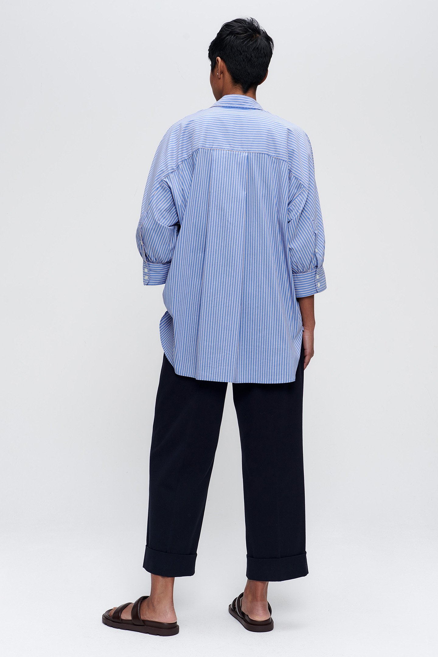 SOFT TWILL PLEATED PANTS MIDNIGHT BLUE 3