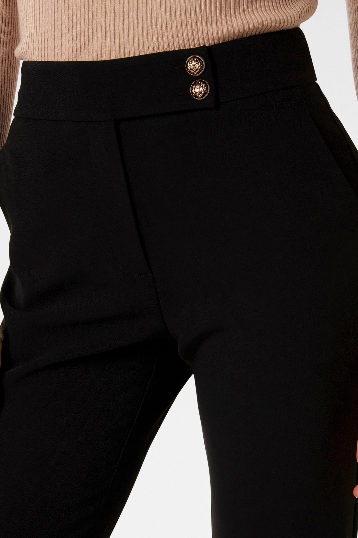 KYLIE BUTTON CIGARETTE PANTS BLACK 6