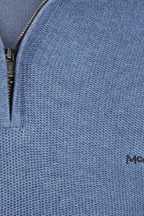 STRUCTURED ZIP MOCK SWEATER VINTAGE BLUE 7