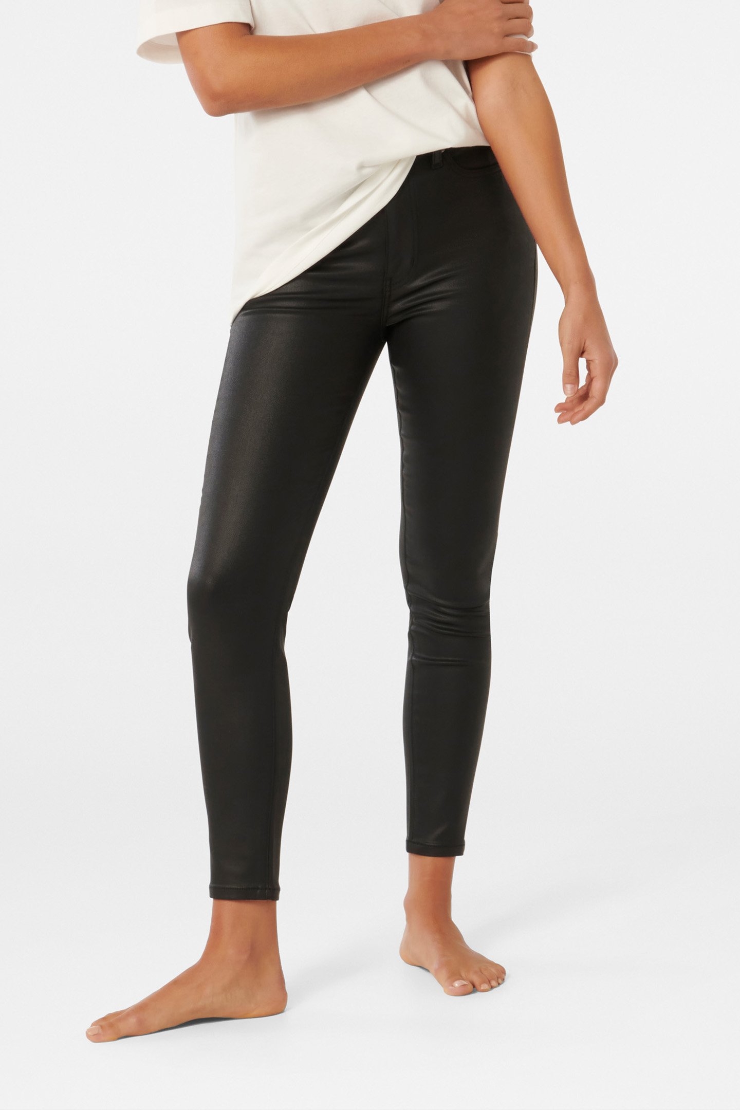 BELLA CROPPED HIGH RISE SKINNY JEANS BLACK COATED 1