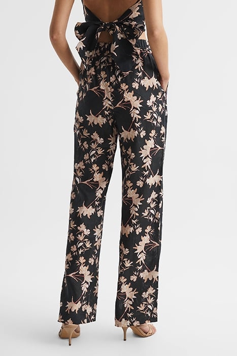 LEO-LINEN PRINT TROUSER BLACK PRINT 4