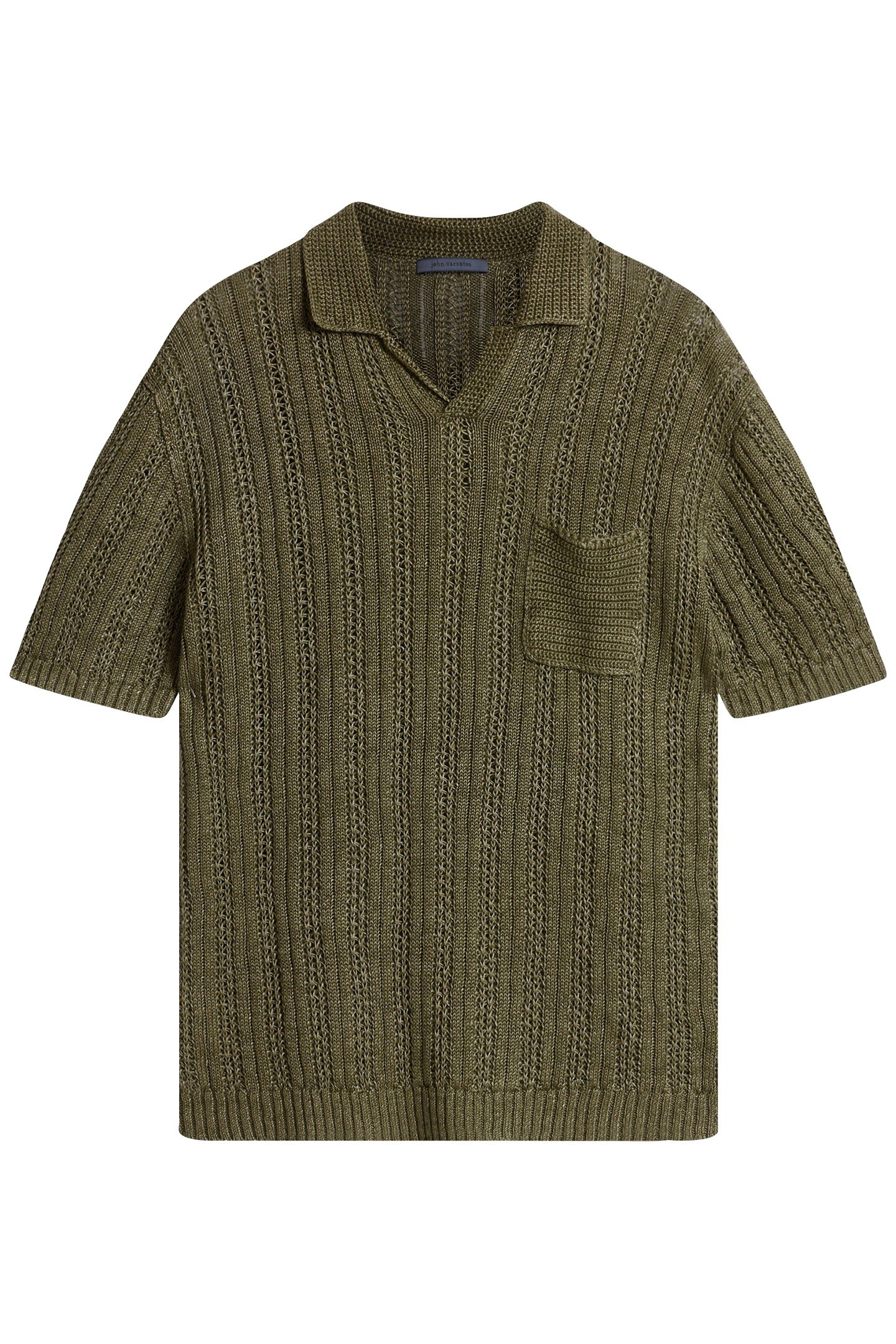 ODIN LS TEXTURE LINEN SWEATER DARK MOSS 2