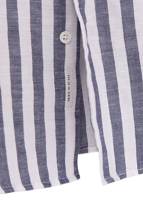 NAVY STRIPED LINEN BLEND SLIM SHIRT 3