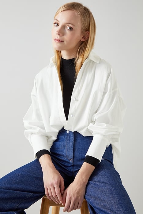 BEATRICE COTTON BUTTON-DOWN SHIRT PURE WHITE 5