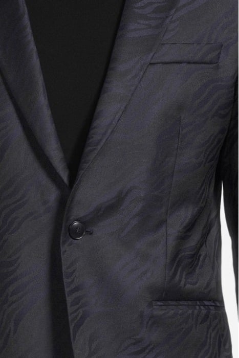 ONE BUTTON PEAK LAPEL JACKET BLACK/BLUE 4