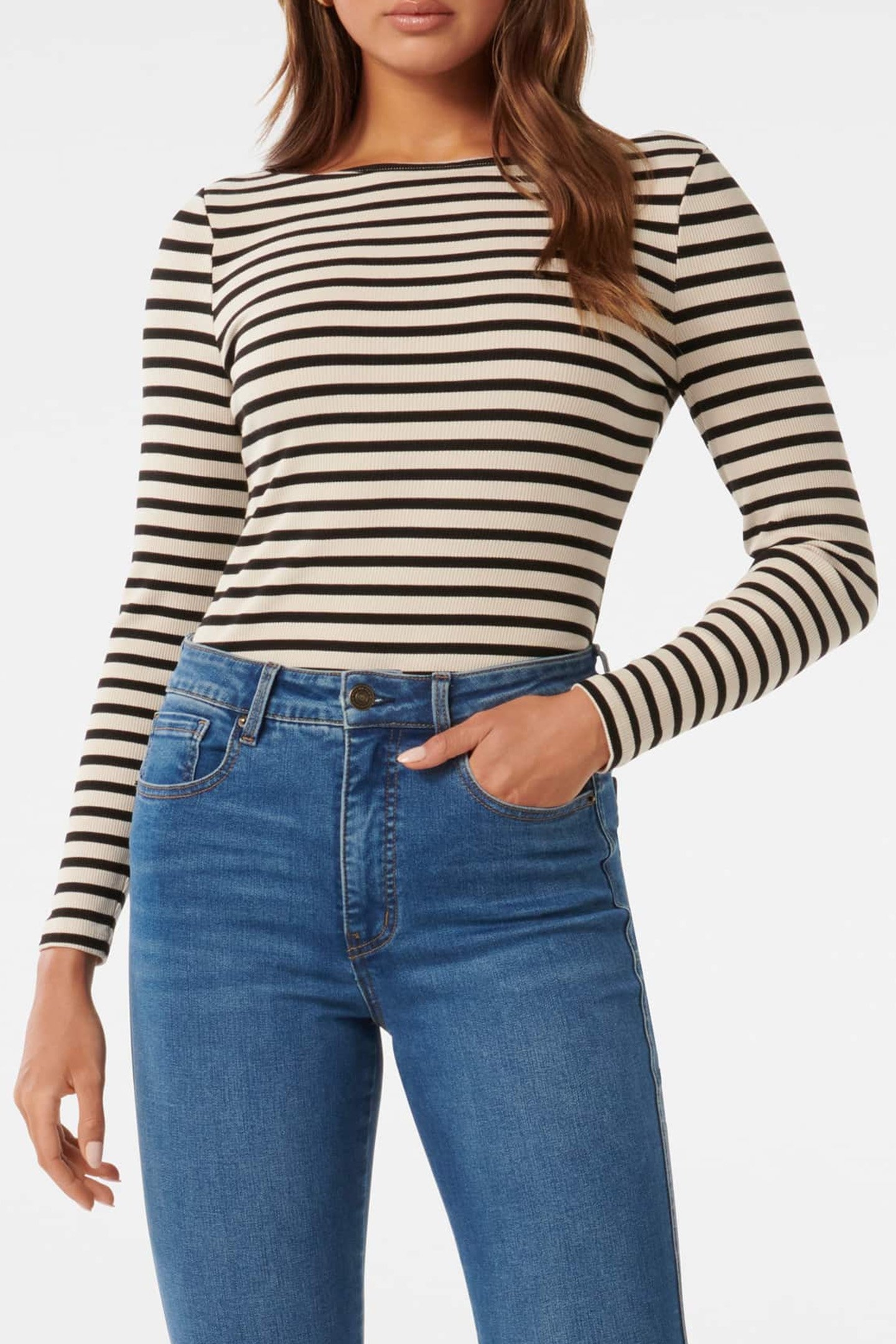 BRIE STRIPED BOAT NECK LONG SLEEVES TOP STRIPE 1