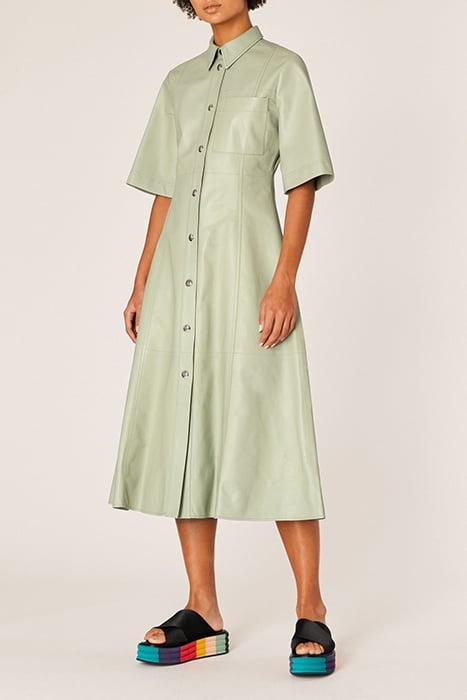 WOMENS LEATHER DRESS LT GREYISH GREEN 1