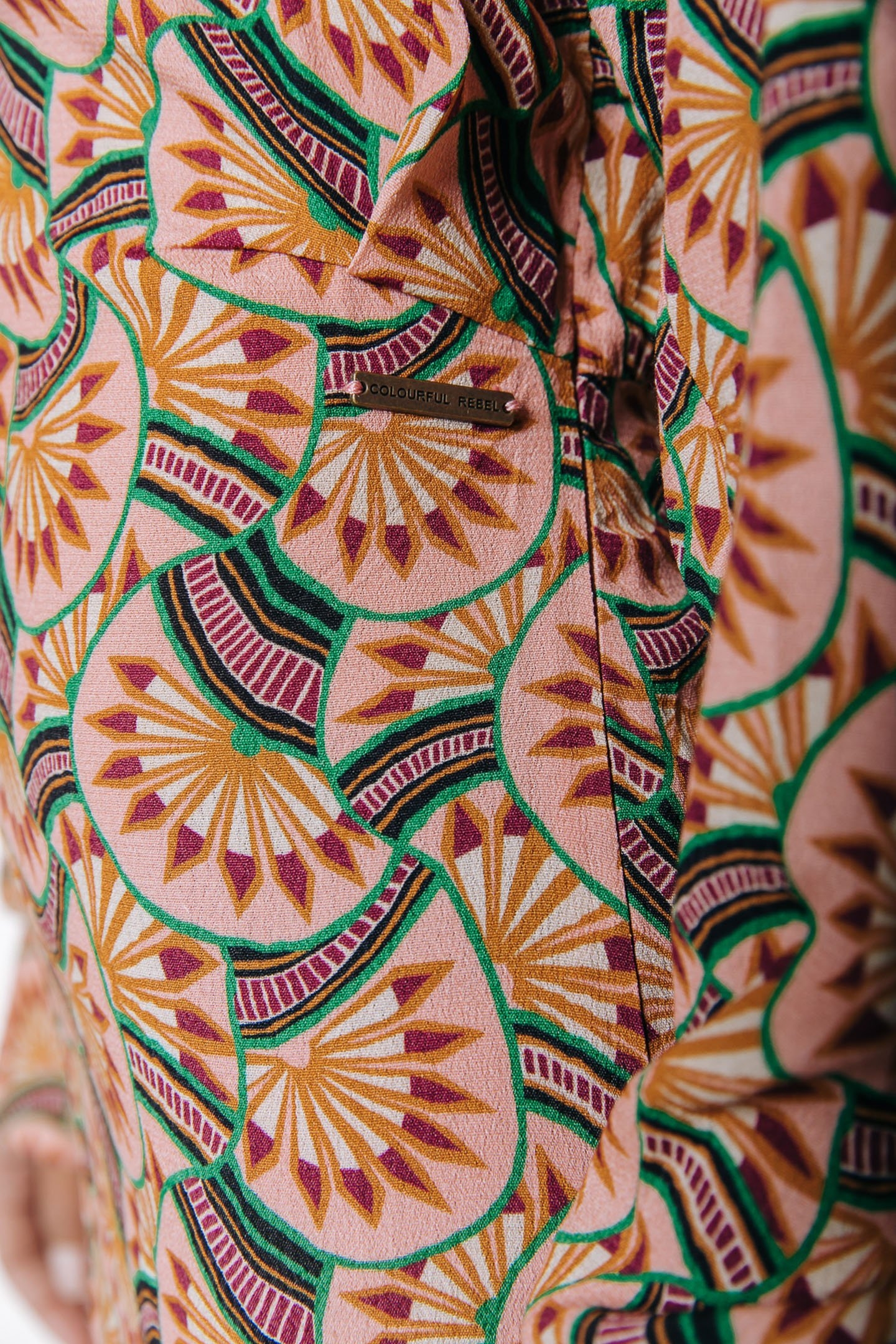 NINA GRAPHIC FAN MINI SHIRT DRESS VINTAGE PINK 7