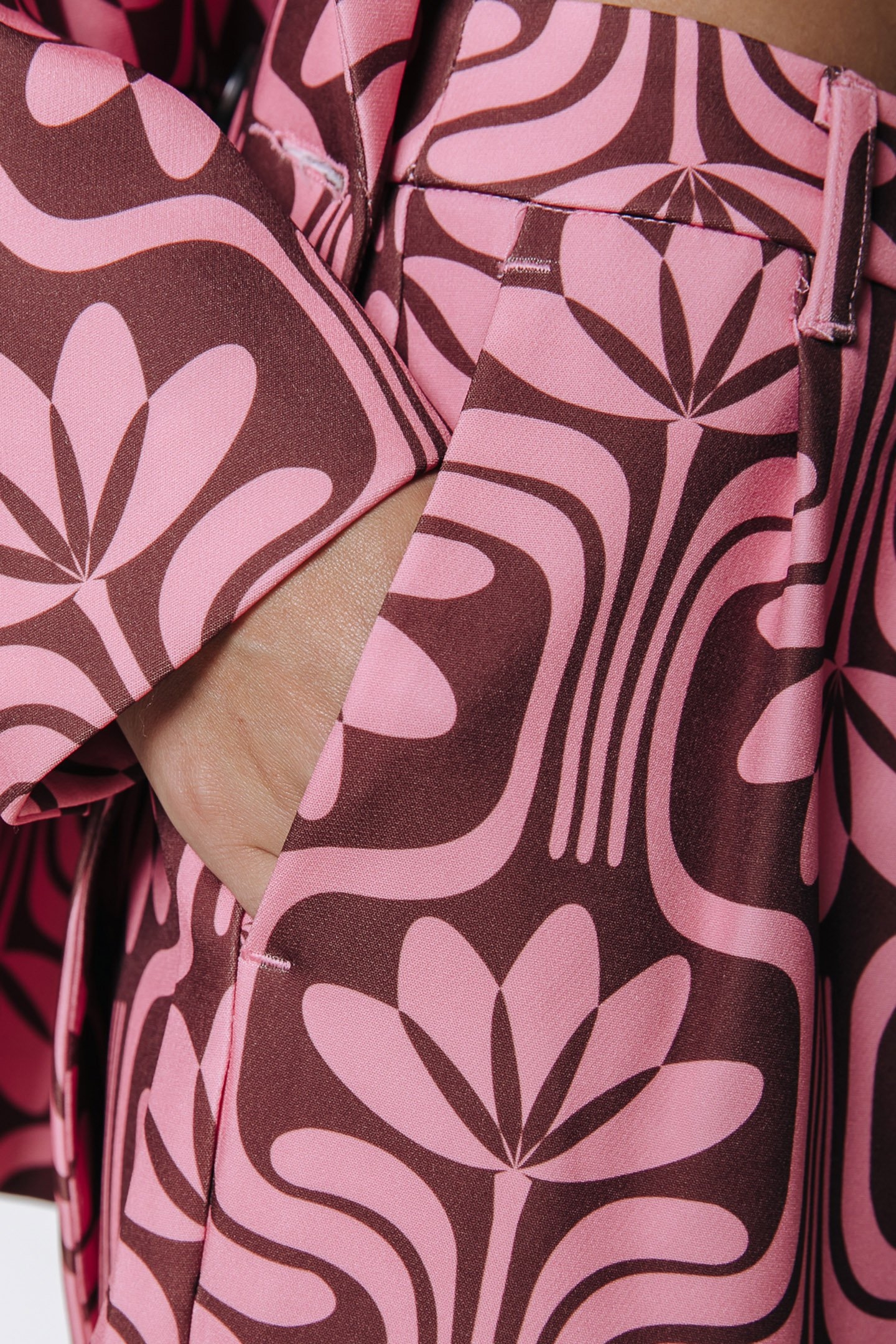 WENDE RETRO FLOWER LOW WAIST PANTS OLD PINK 5