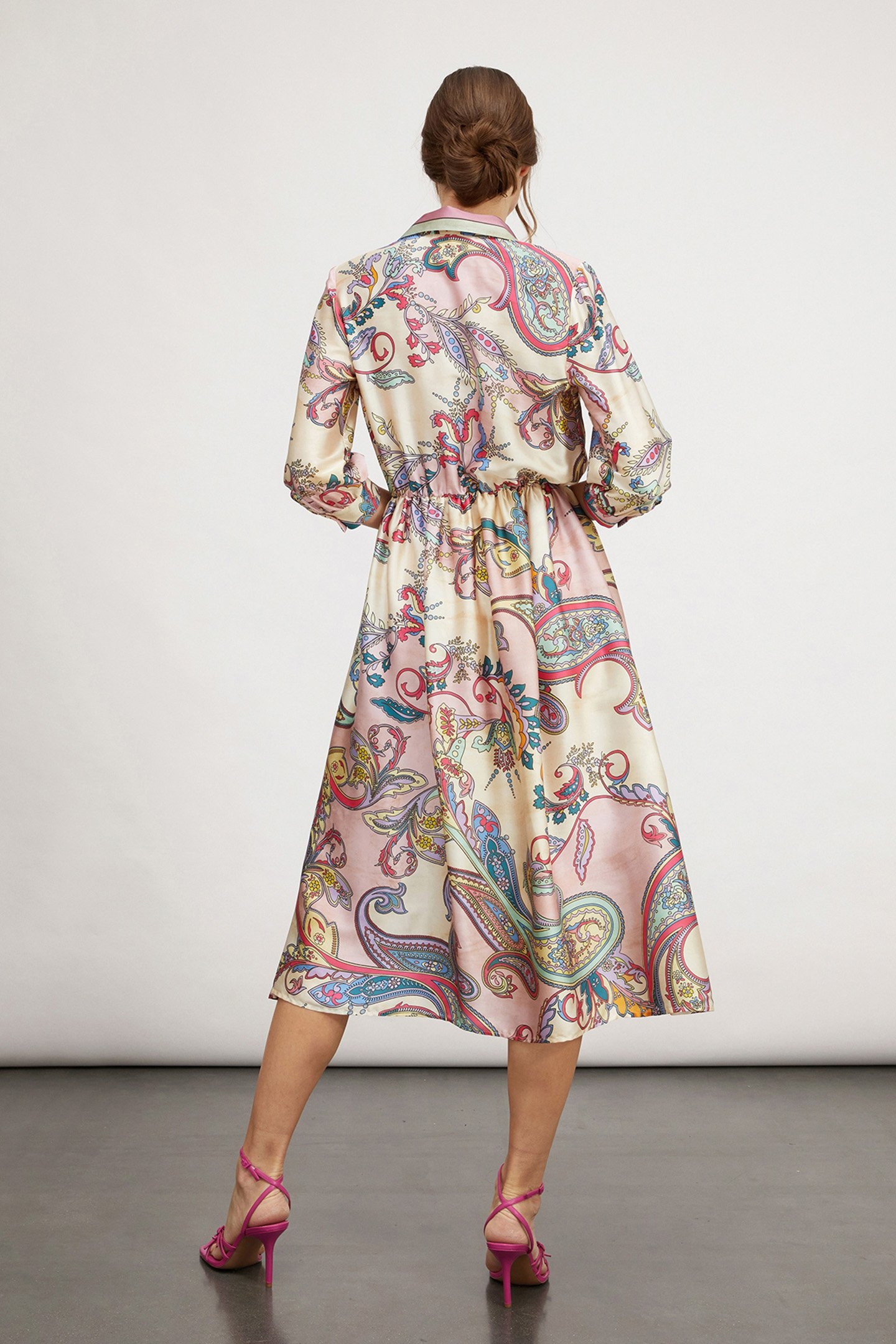 DRESS WITH CASHMERE PATTERN COLLAR RED 2