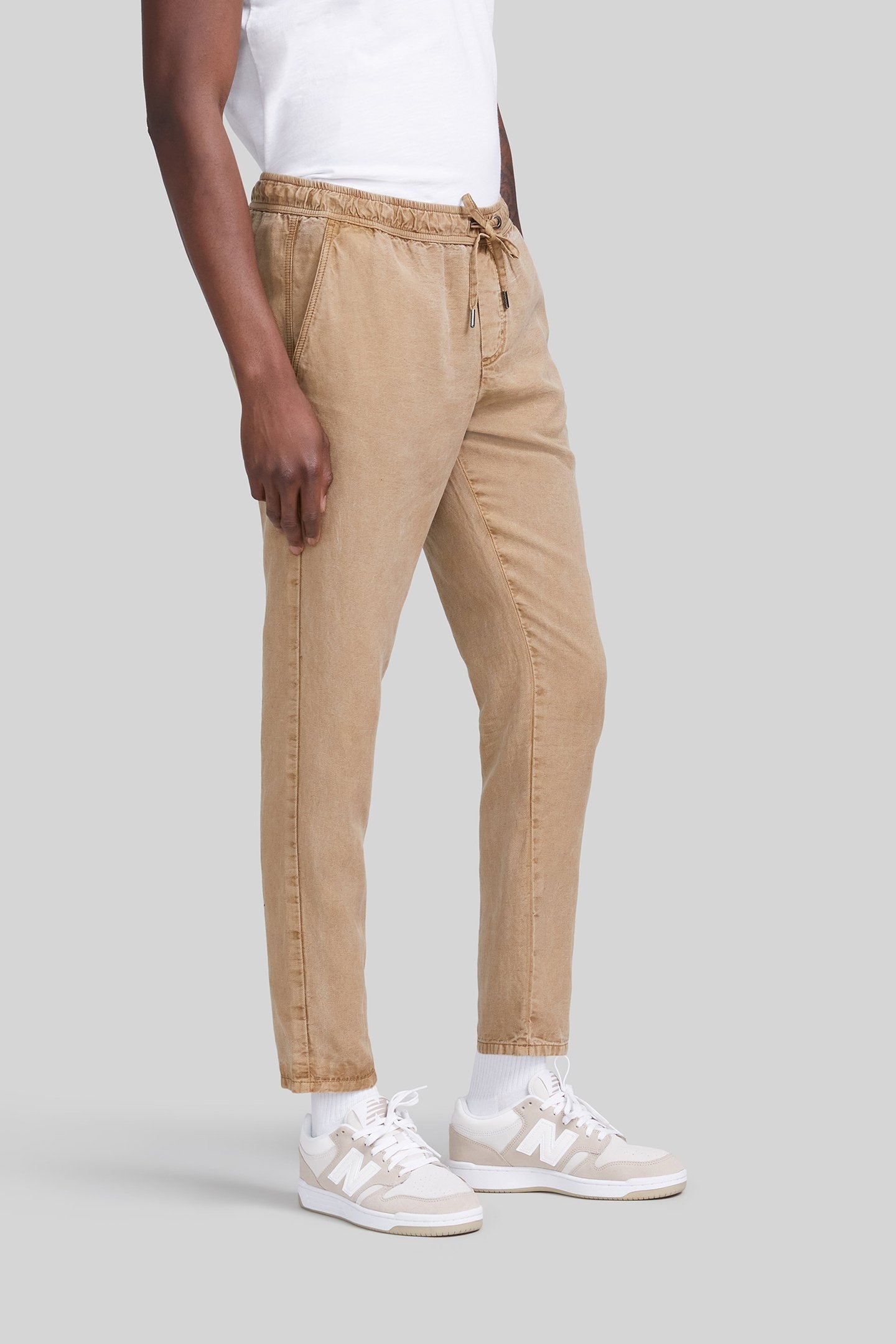 BEIGE LYOCELL® ELASTICATED WAIST JOGGERS 6