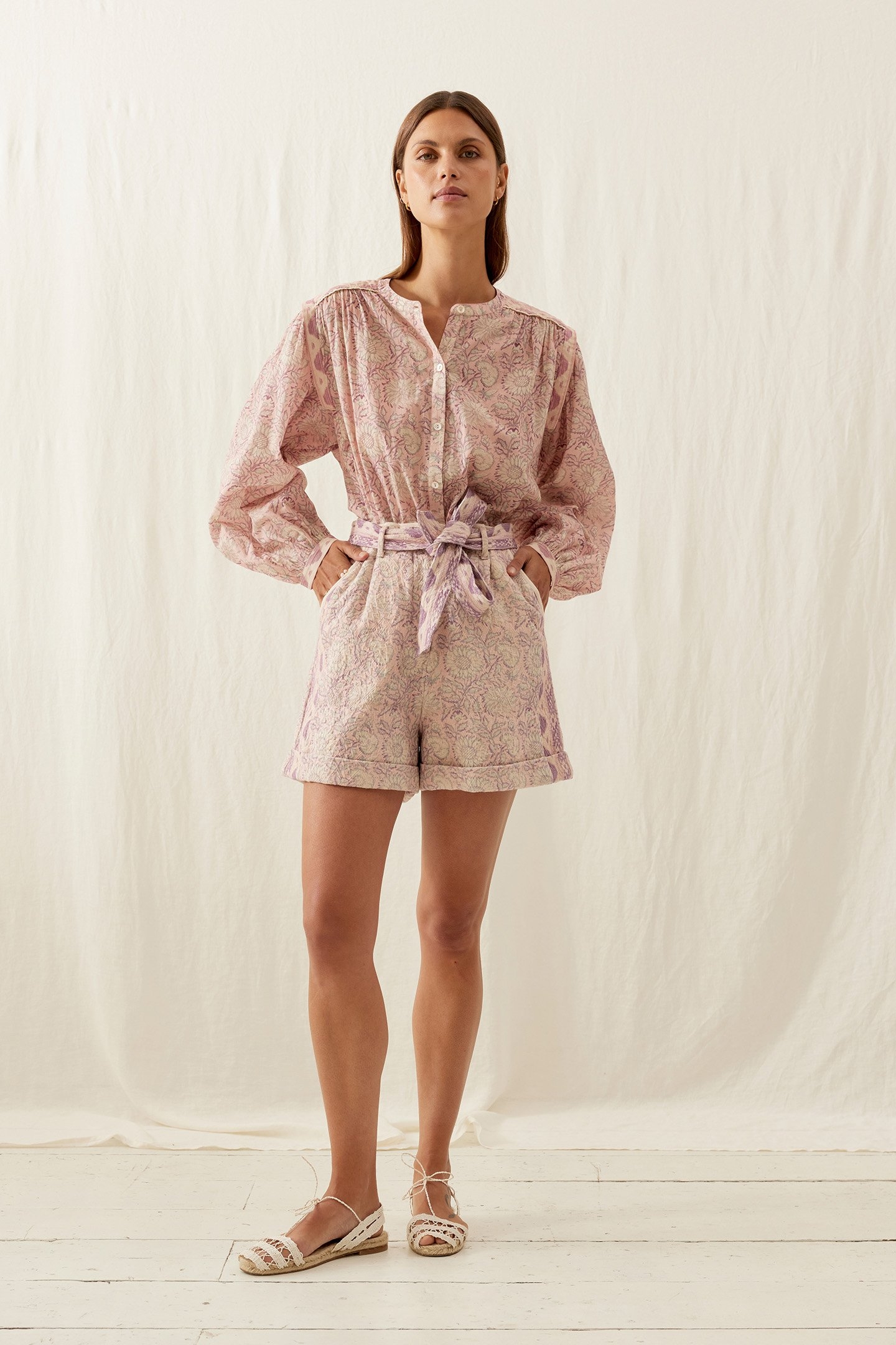 SHORTS VALERIANE PINK DAISY GARDEN 1