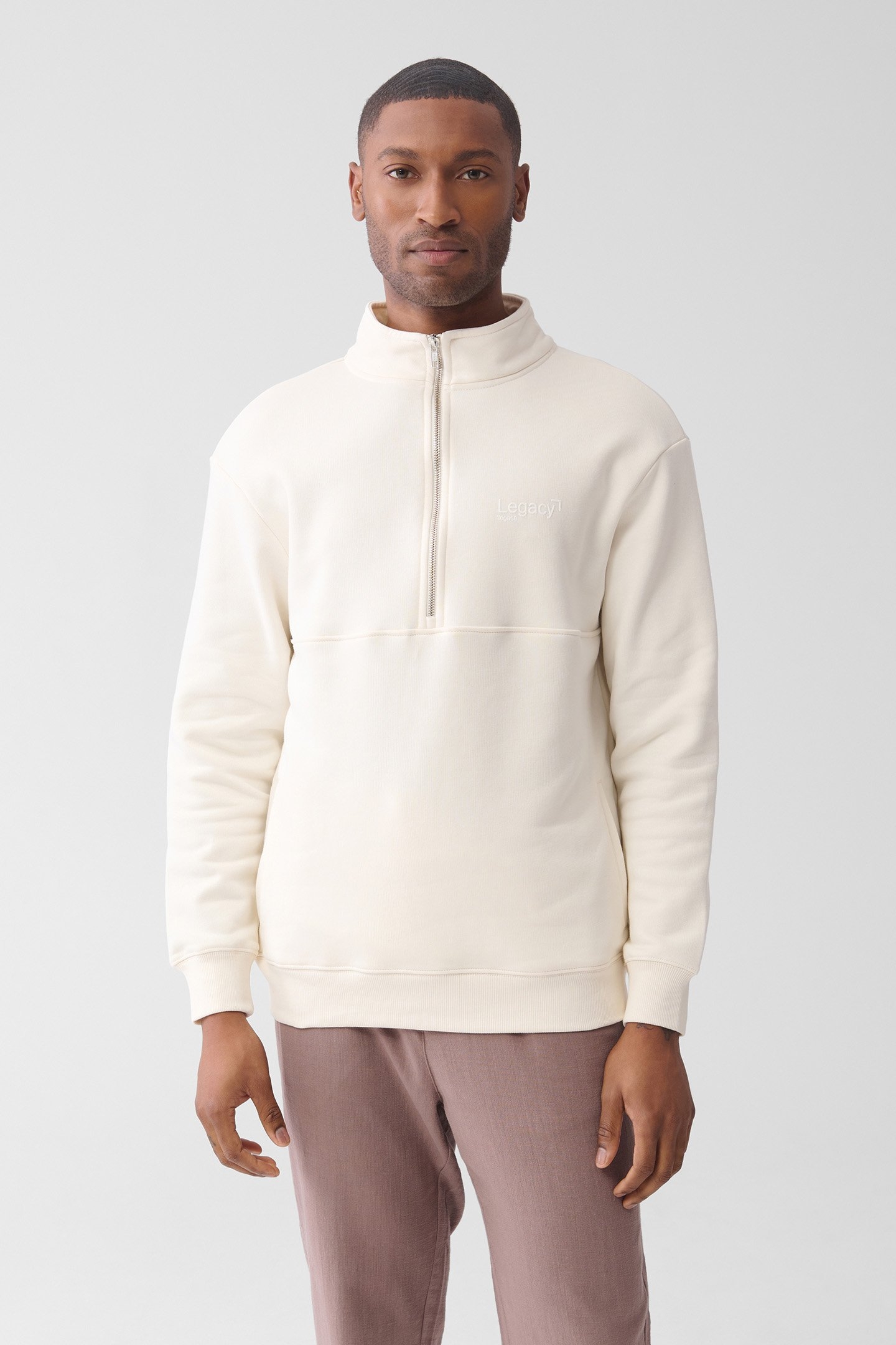 MM-SBHALF ZIP SWEATER OFFWHITE 1