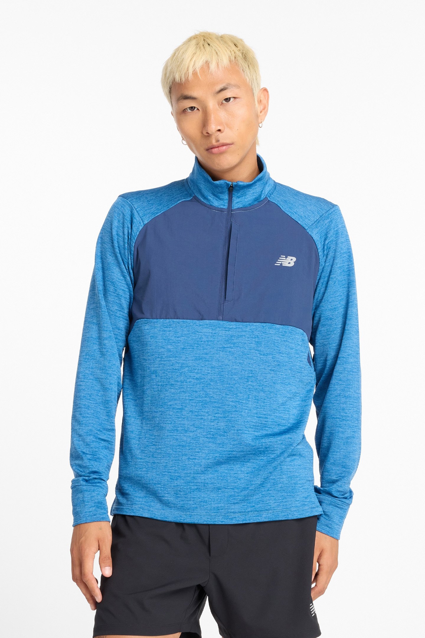 HEAT GRID HALF ZIP LONG SLEEVE TOP IN BLUE 1