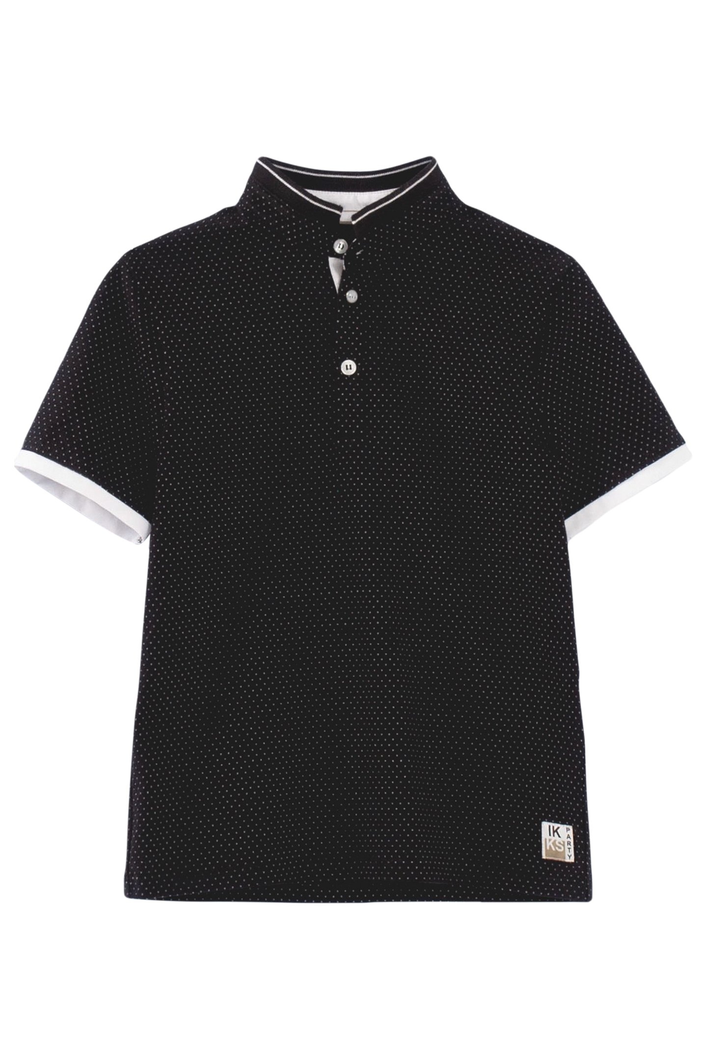 MINIMALIST BLACK JACQUARD POLO SHIRT FOR BOYS 1