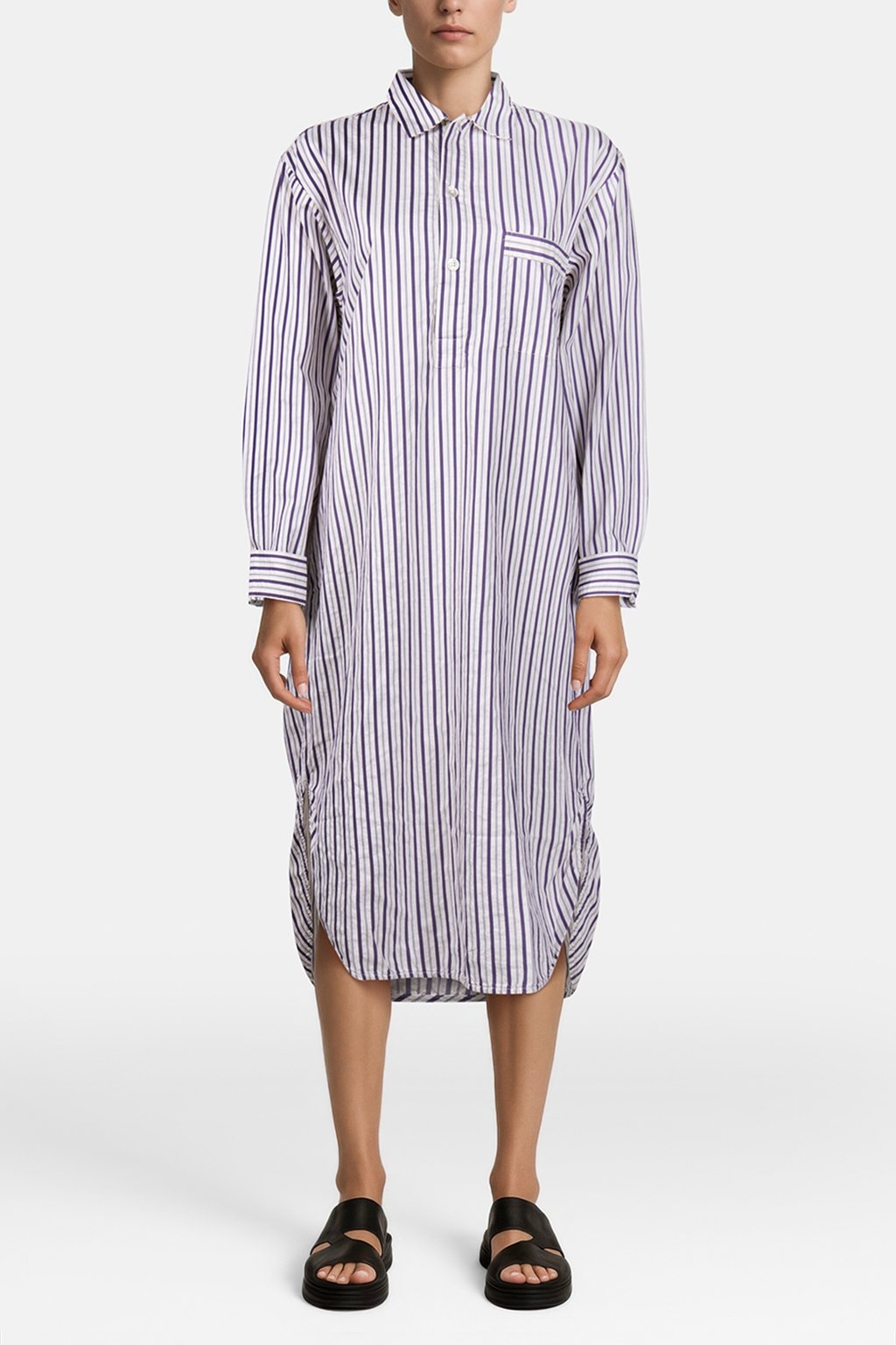 UNISEX POPLIN, NIGHT SHIRT LIDO STRIPES 4