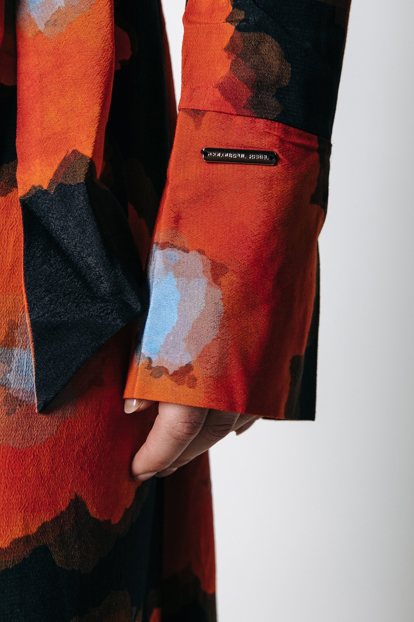 DORIN PAINTED FLOWER MINI WRAP DRESS MANDARIN ORANGE 4