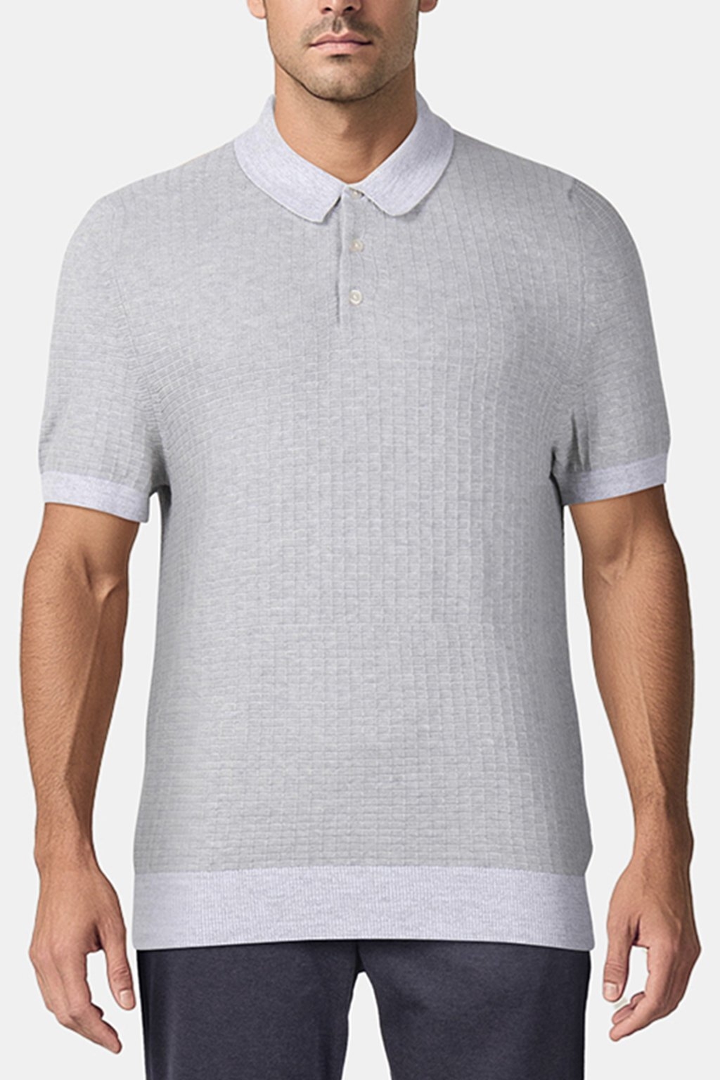 MARLED RIB SWEATER SS POLO GREY/WHITE 1