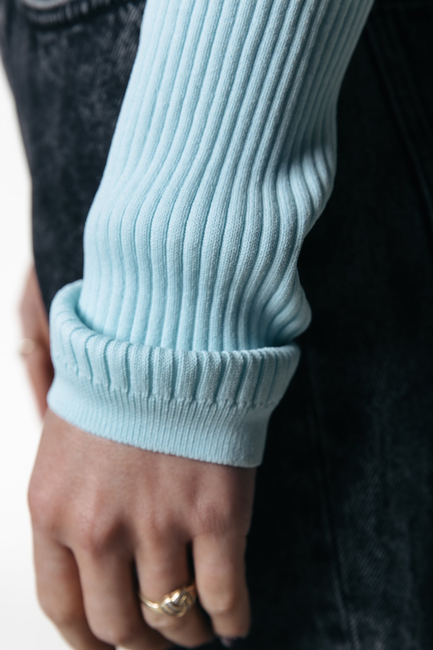 NORI FINE KNIT CROPPED LONGSLEEVE POLO NIET GEBRUIKEN BLUE 4