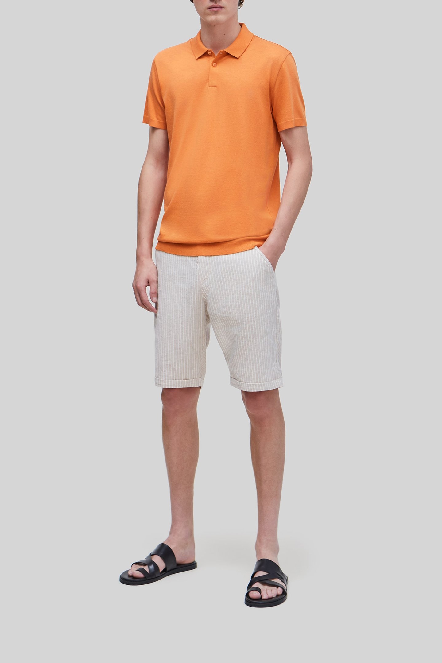 ORANGE COTTON MODAL BLEND POLO SHIRT 3