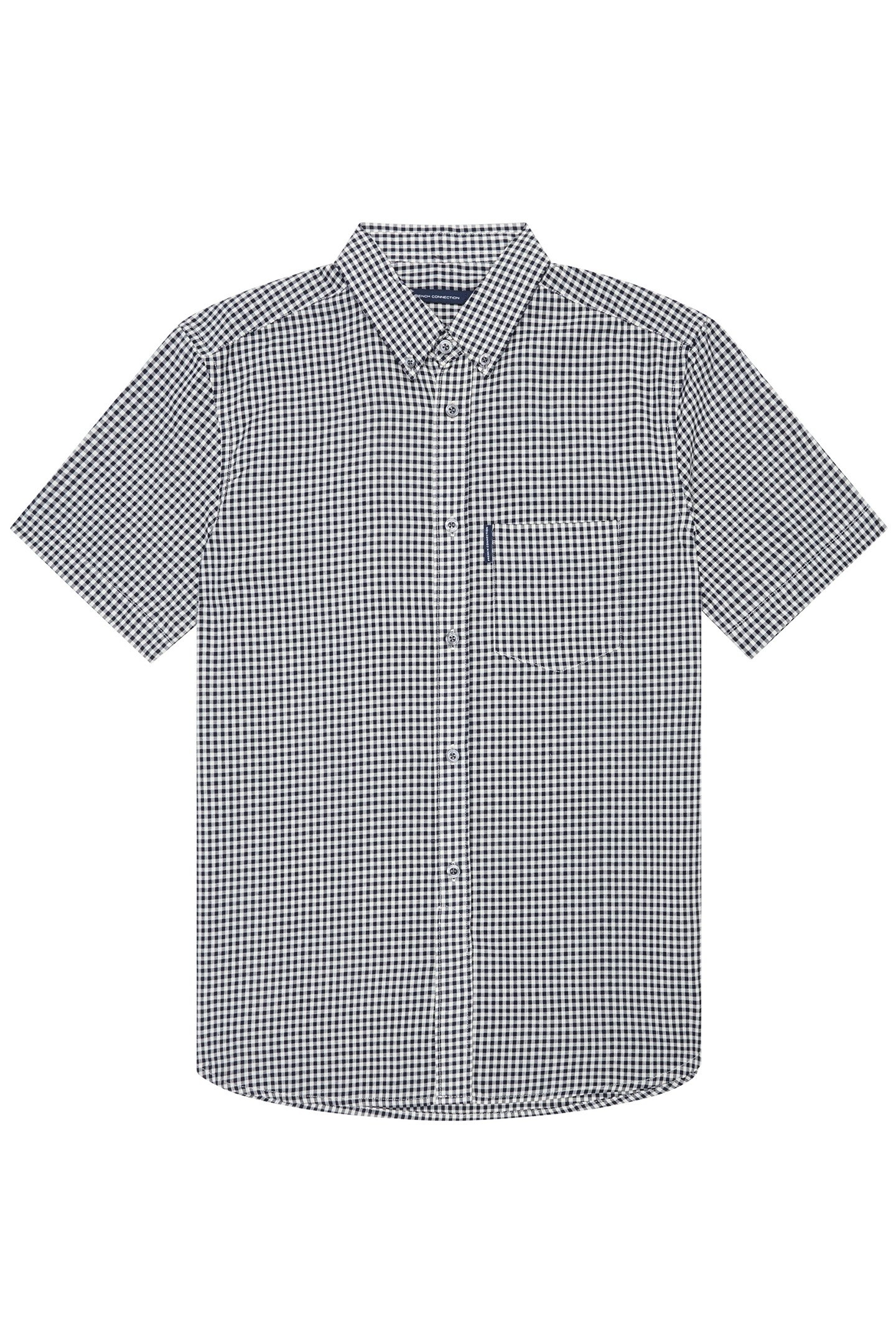 GINGHAM POCKET S/S MARINE/ECRU 1