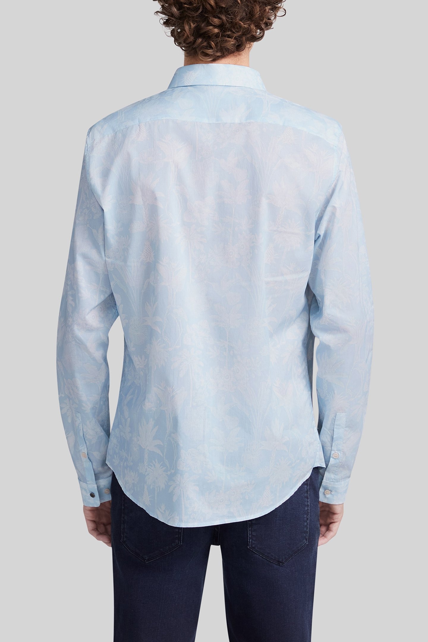 SKY TROPICAL MOTIF LIBERTY FABRIC SLIM SHIRT 2