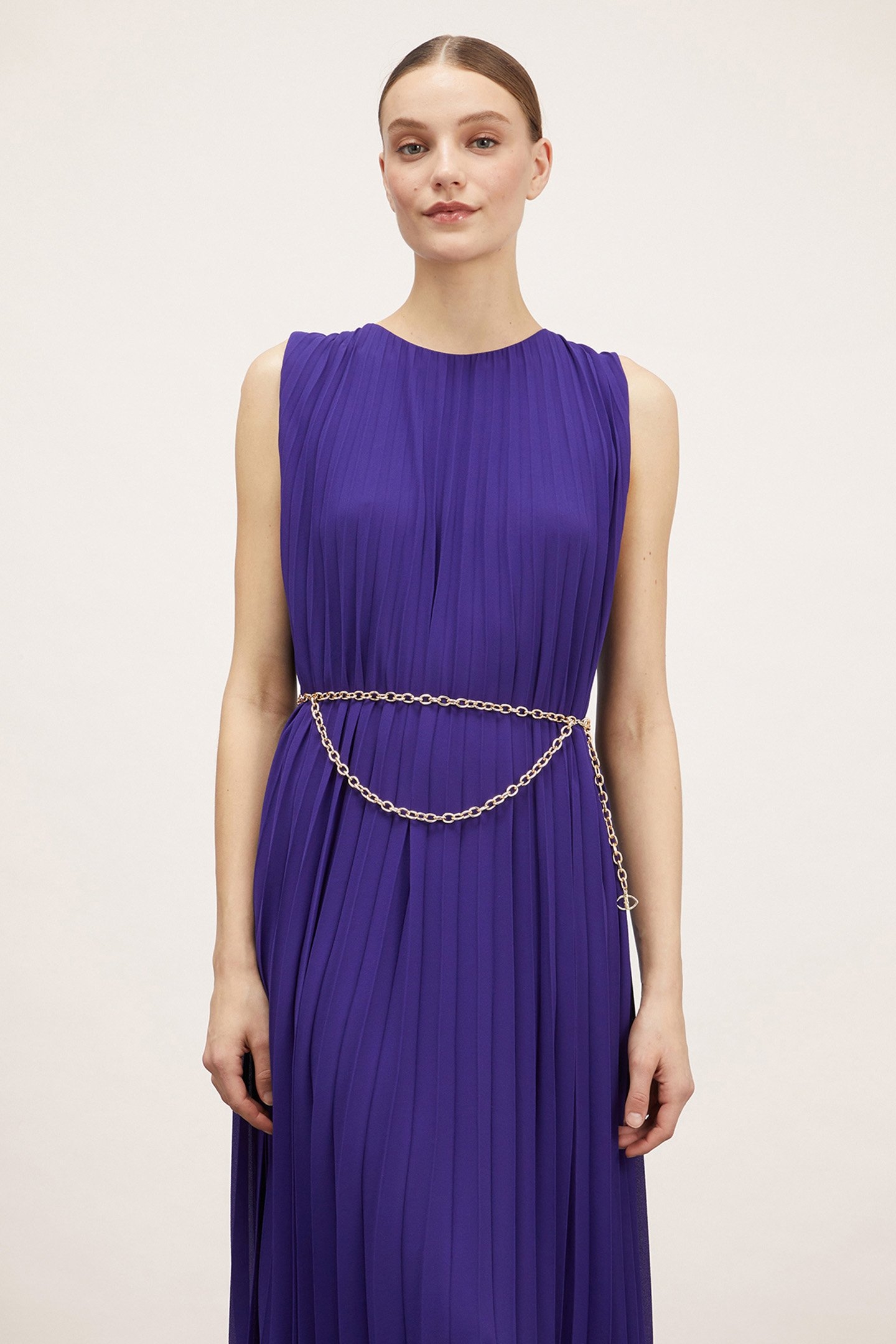 PLEATED MAXI DRESS VIOLET 4