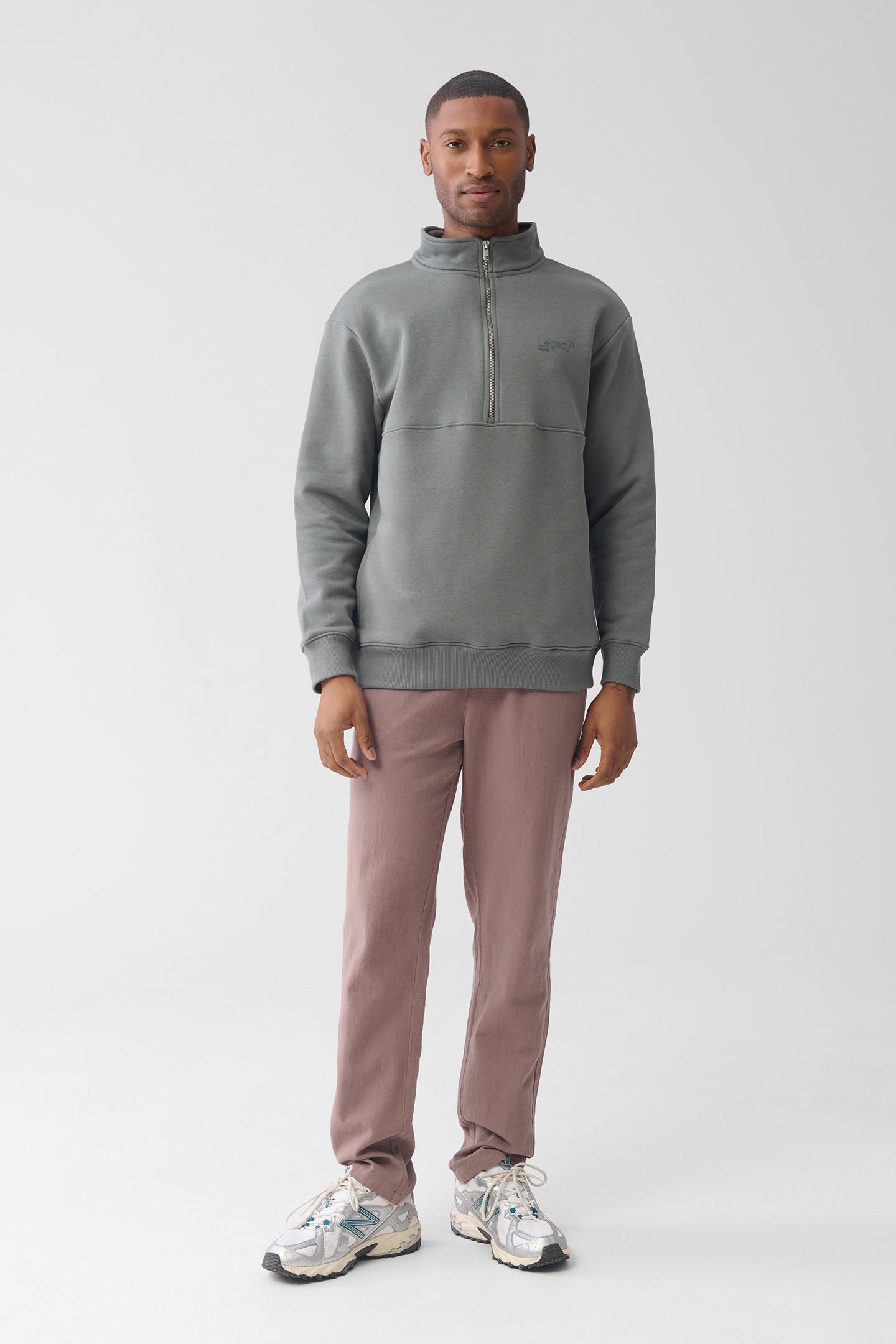 MA-SBHALF ZIP SWEATER ARMYGREEN 2