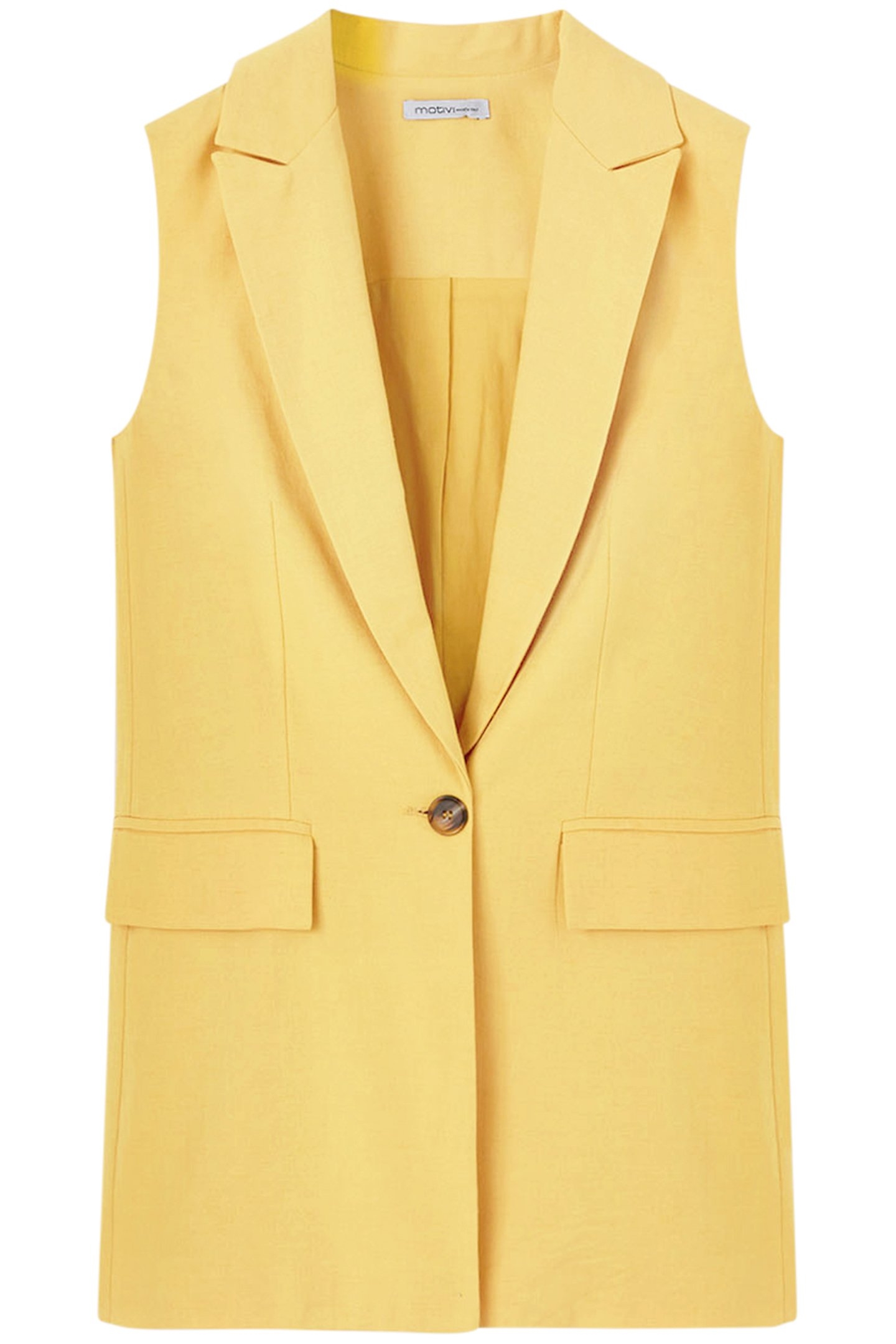 LINEN VISCOSE LONG WAISTCOAT YELLOW 4