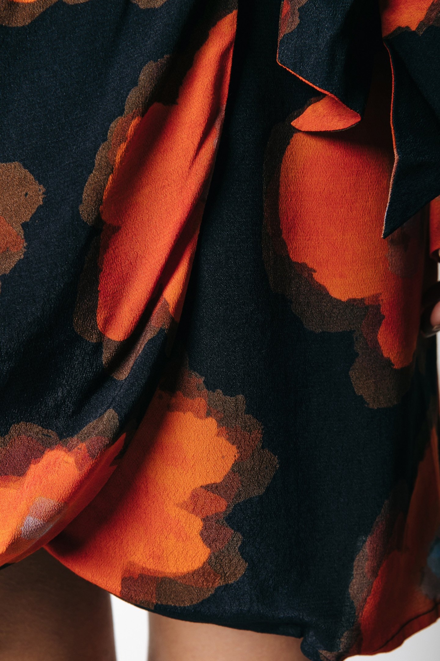 DORIN PAINTED FLOWER MINI WRAP DRESS MANDARIN ORANGE 6