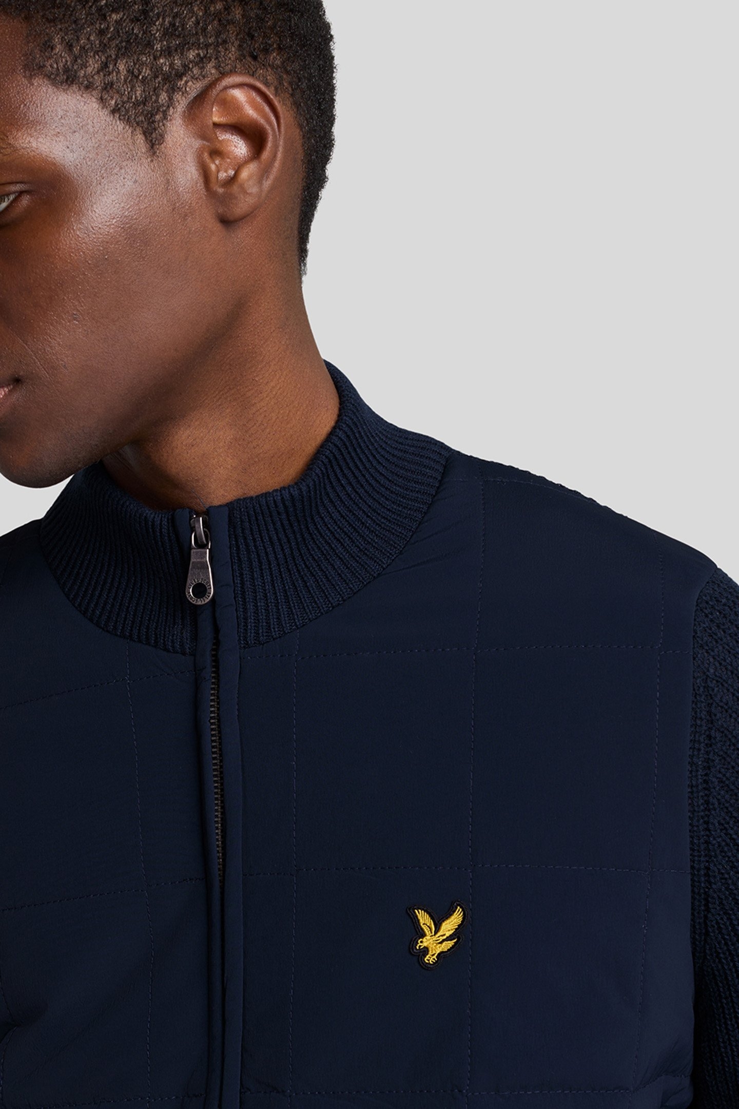 HYBRID TEXTURED ZIP THROUGH CARDIGAN MUDDY NAVY 5