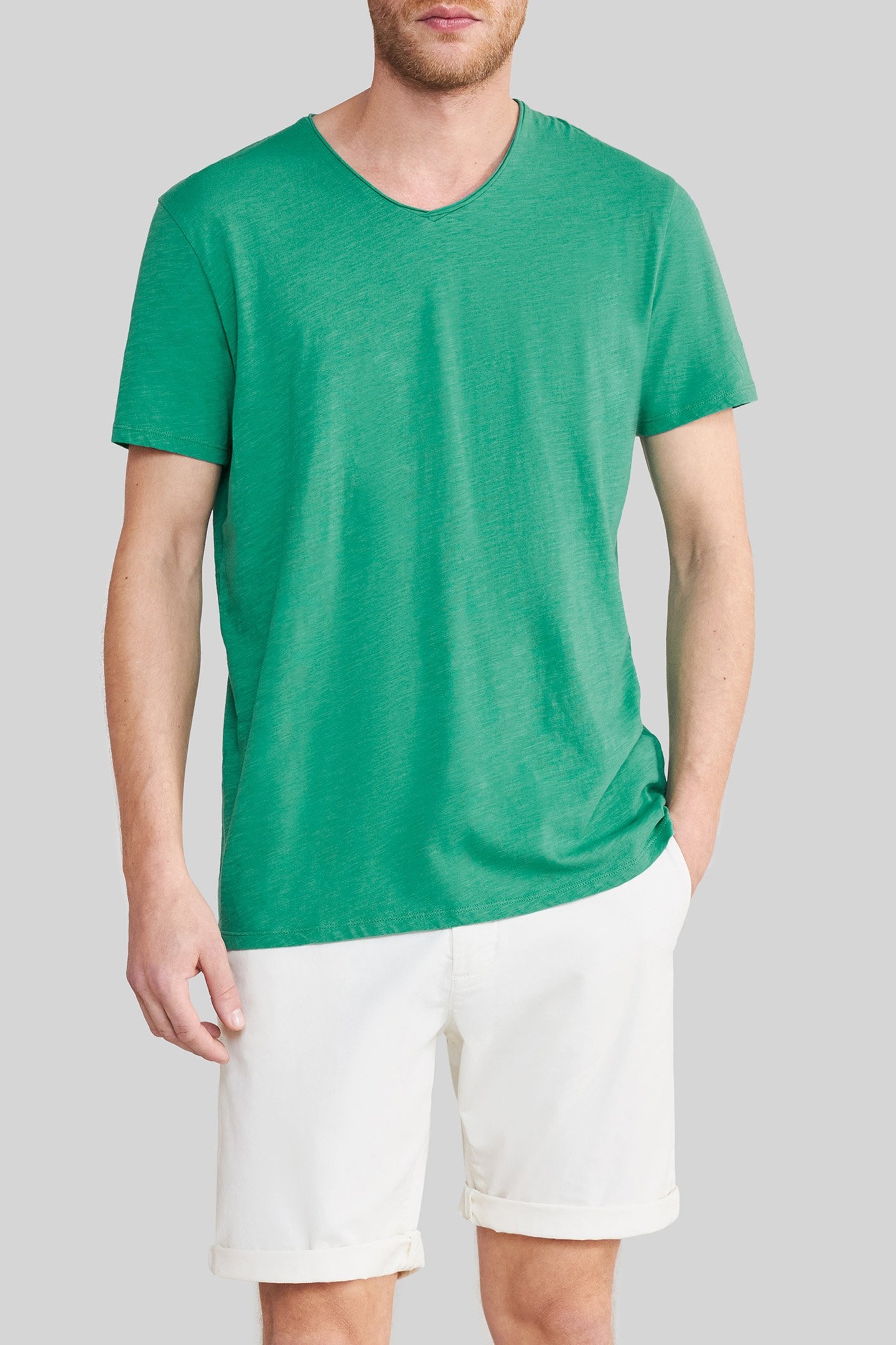 PETROL ORGANIC COTTON ESSENTIAL V-NECK T-SHIRT 1
