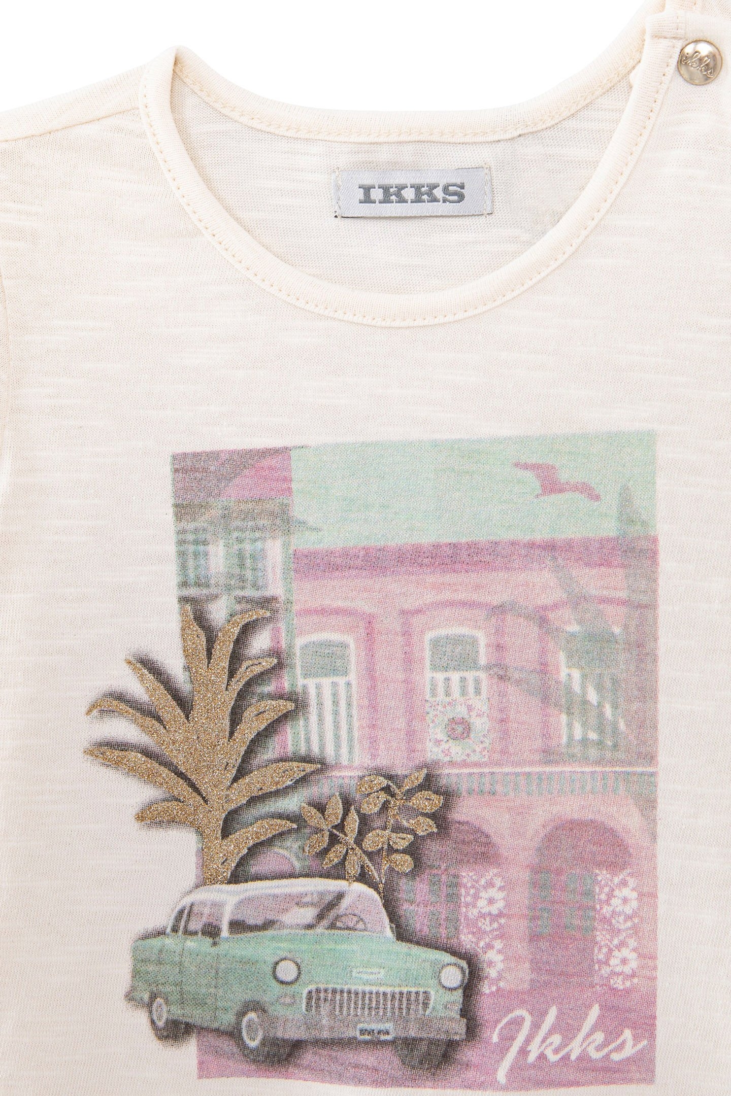 BABY GIRLS’ ECRU T-SHIRT WITH CUBAN CAR & PALM TREE IMAGE 7