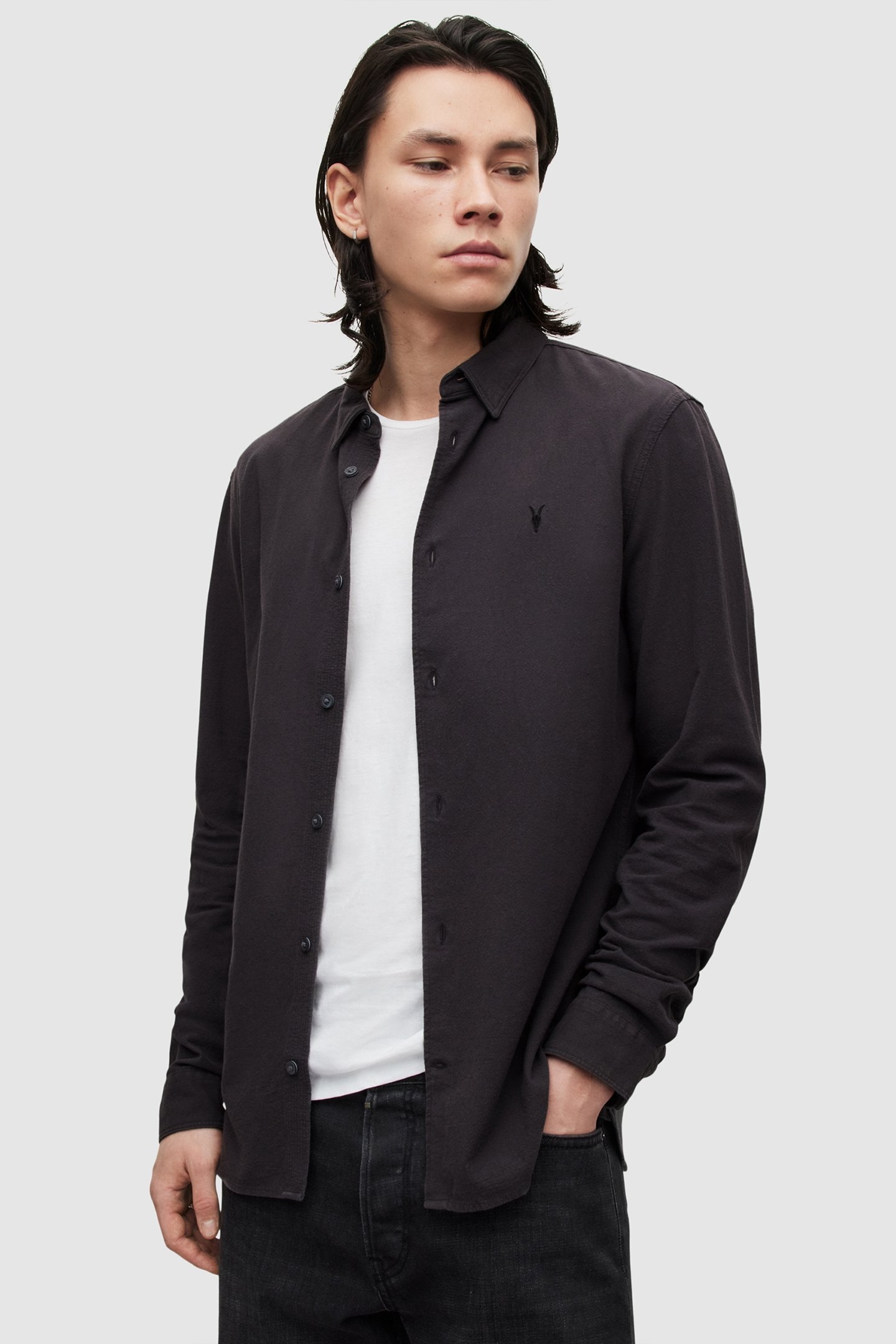 LOVELL LS SHIRT WASHED BLACK 1