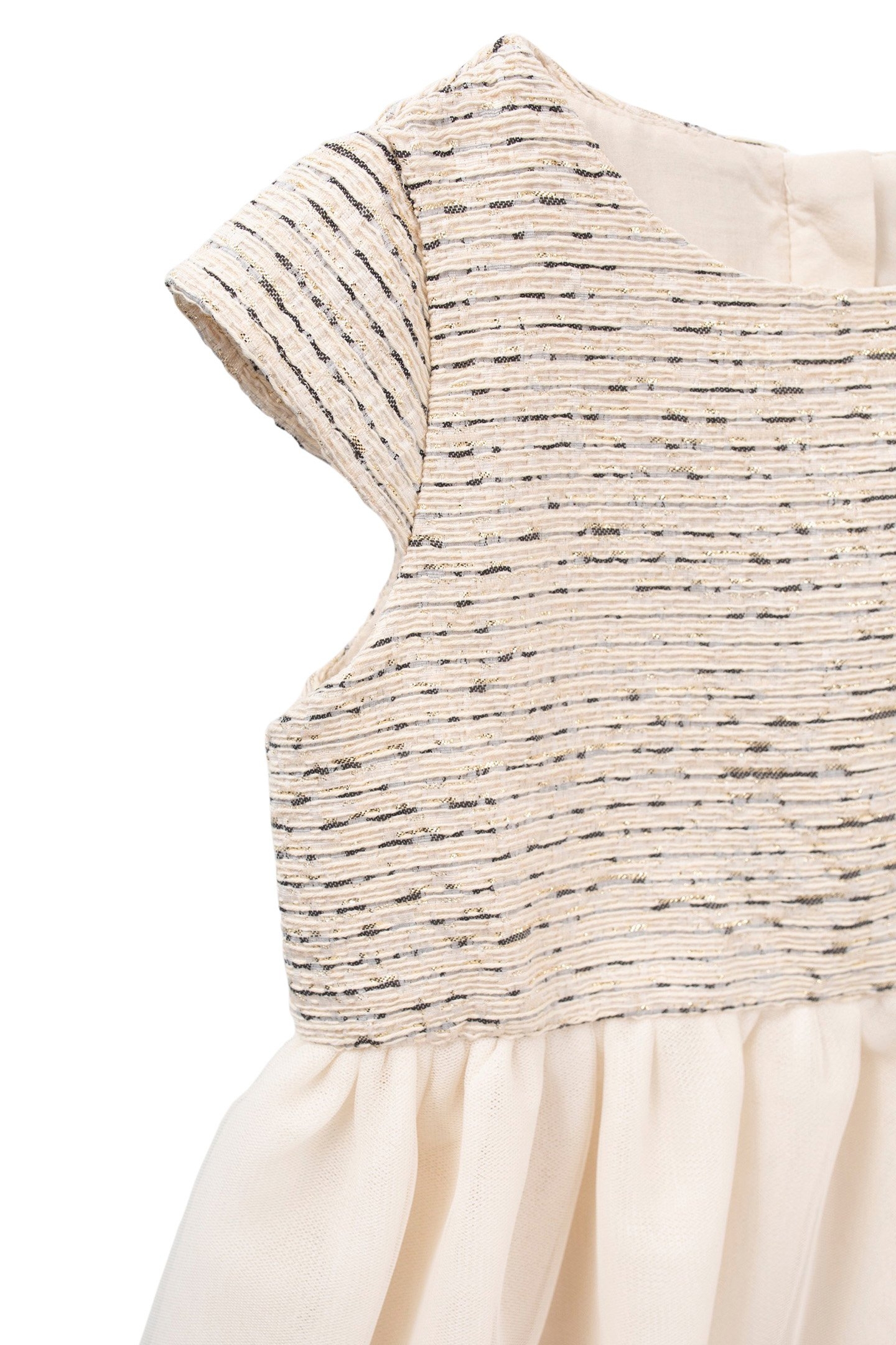 GIRL'S BI_MATERIAL DRESS IN ECRU 3