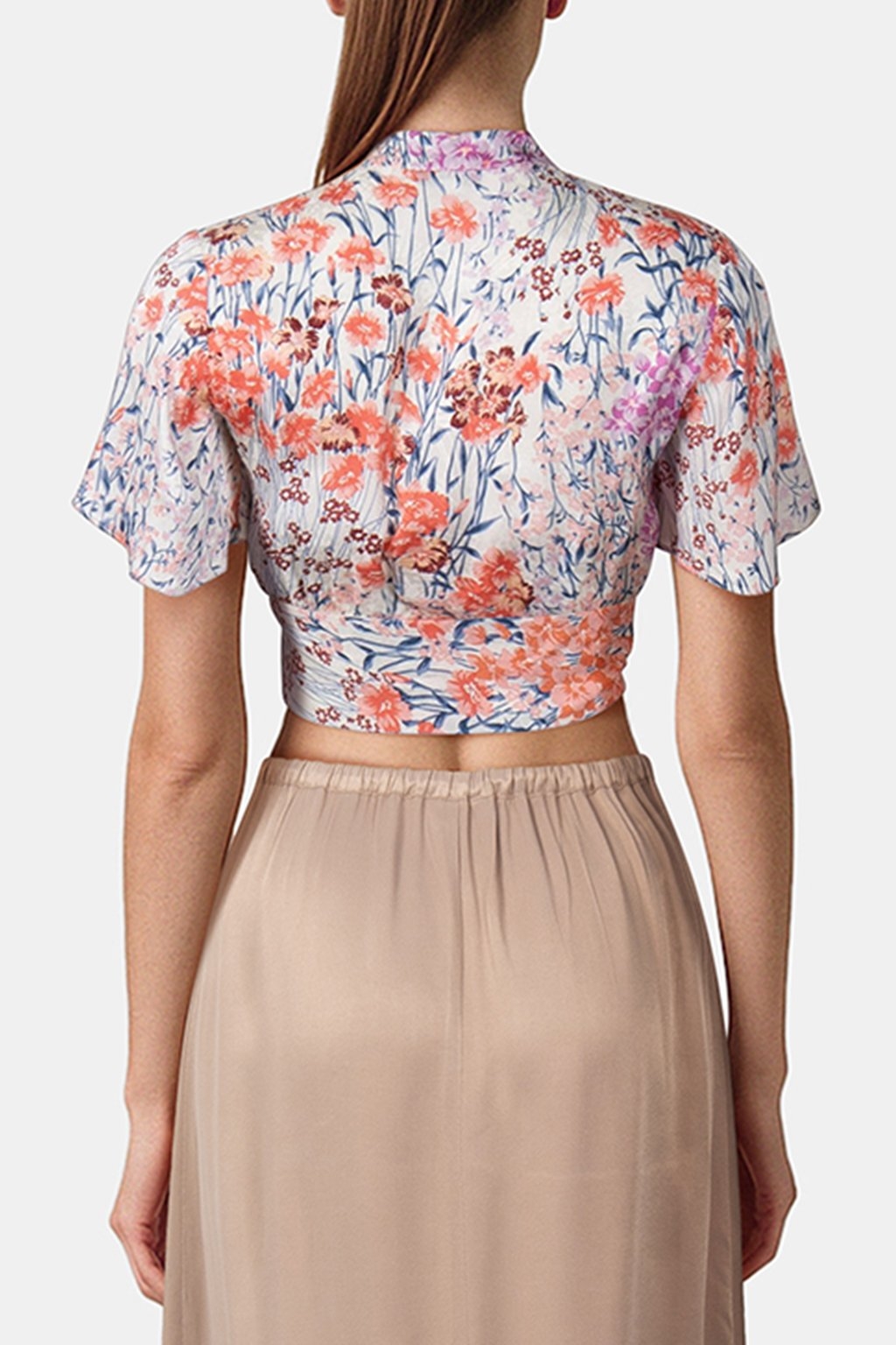 MEADOW PRINT TIE TOP CORAL/WHITE 2