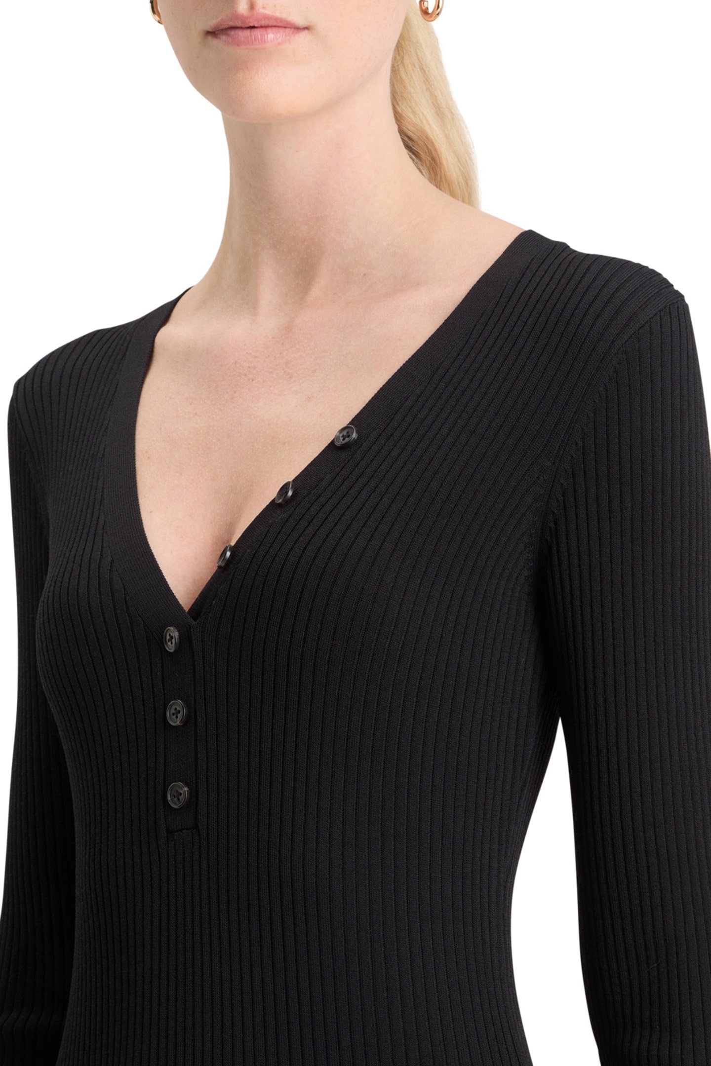 RIBBED KNITTED MIDI DRESS EVENING BLACK 7