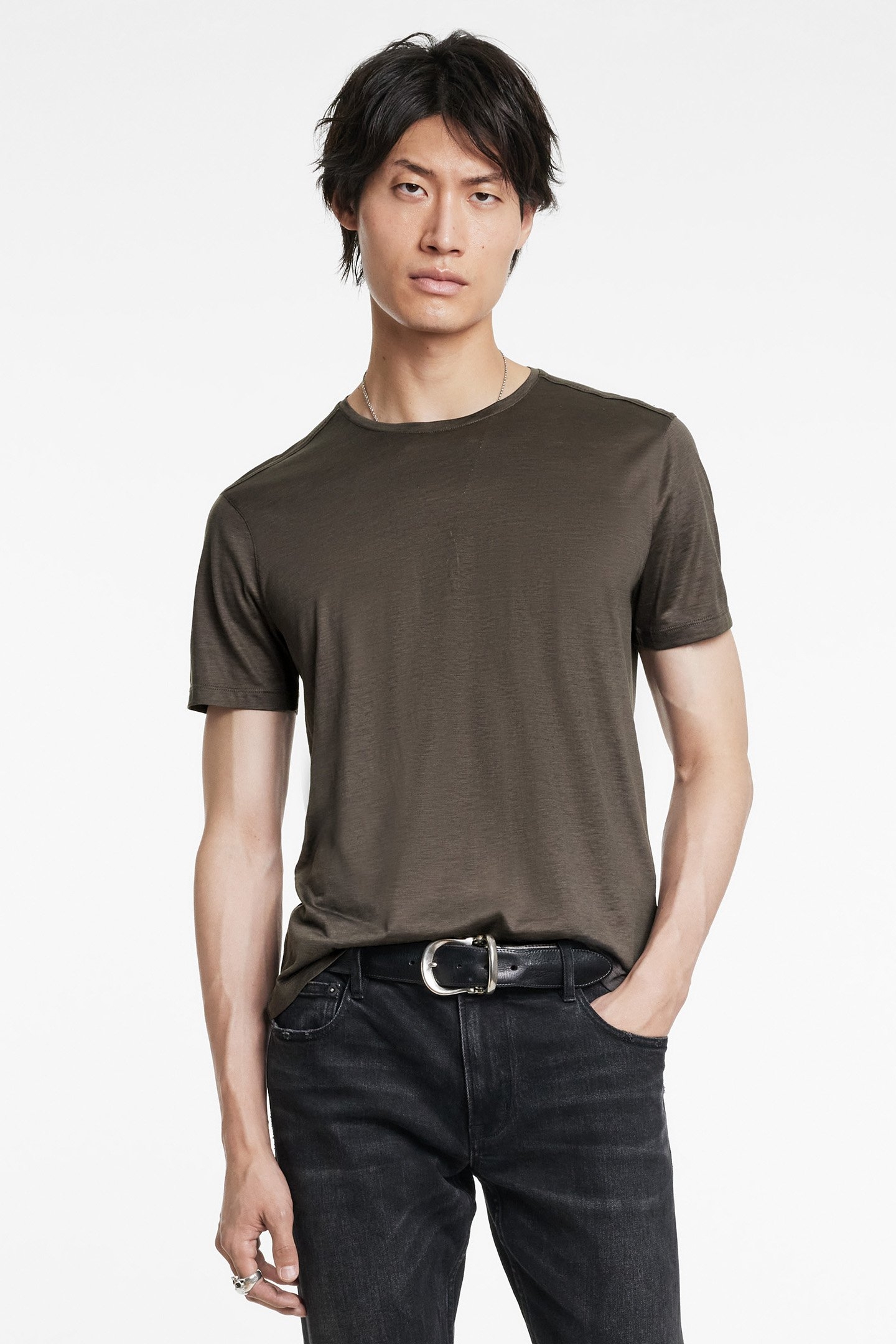 AMATO REGULAR FIT SS CREW DARK BROWN 1