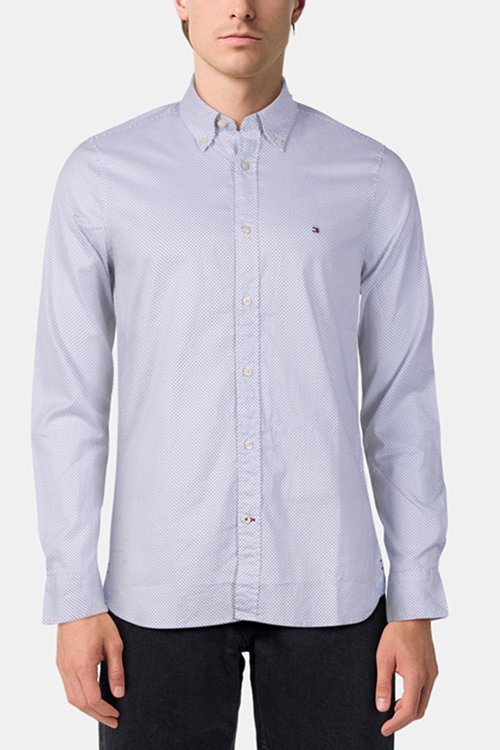 FLEX MINI PRINT SHIRT RELAXED FIT WHITE/DESERT SKY 1